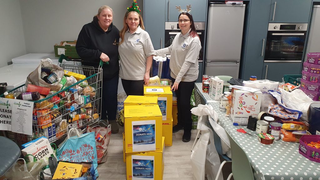Employees donate to food banks